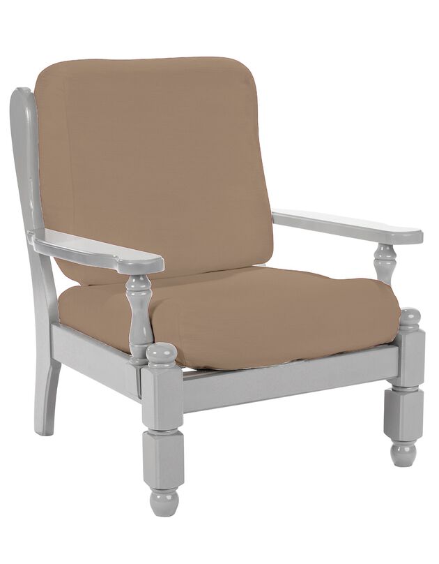 Housse extensible unie spéciale fauteuil rustique (taupe)