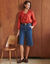 Bermuda coupe droite large, jean (stone)