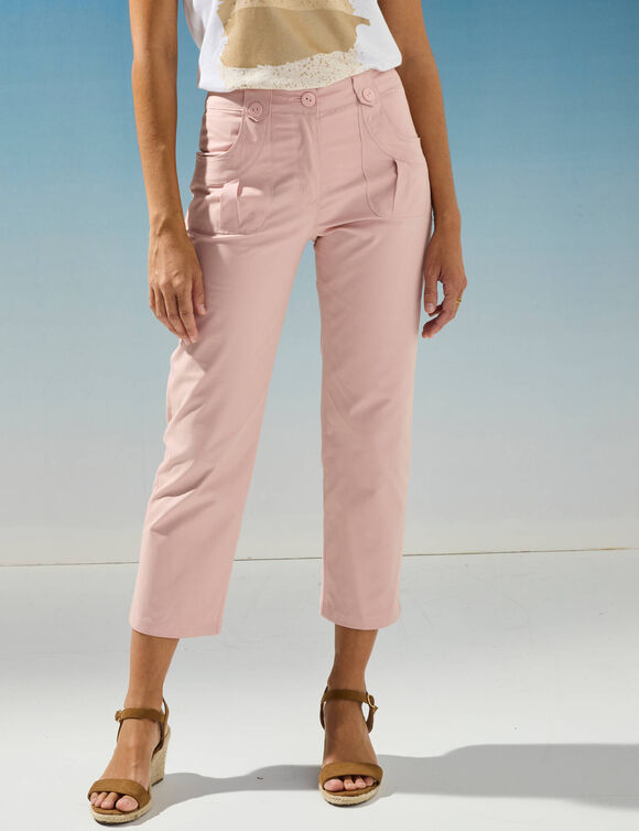 Pantacourt droit stretch (rose poudré)