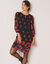 Robe en voile imprimé, manches 3/4 (noir / rouge)
