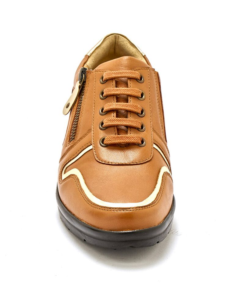 Derbies largeur confort en cuir détails métallisés (caramel) Derbies largeur confort en cuir détails métallisés (caramel)
