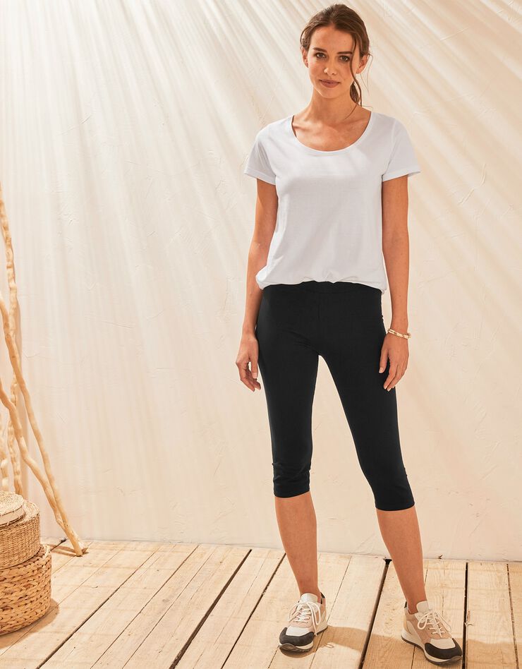 Legging corsaire uni maille stretch (noir) Legging corsaire uni maille stretch (noir)