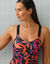Maillot de bain 1 pi&egrave;ce imprim&eacute; Lohena, sp&eacute;cial maintien (noir / orange)