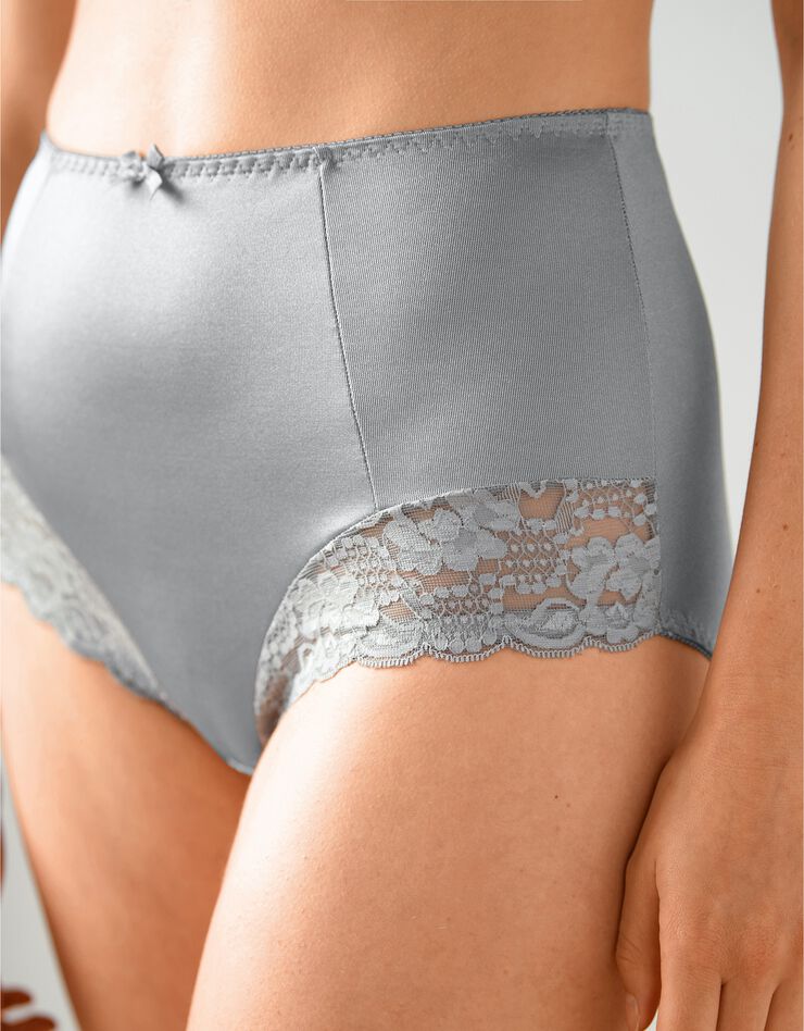 Gainette maille satinée et dentelle Avila - lot de 2 (rouge + gris)