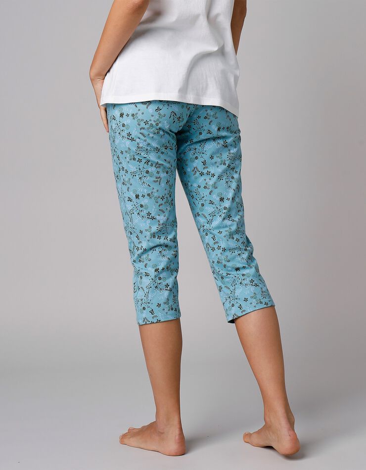Pantacourt de pyjama imprimé fleurs (aqua)