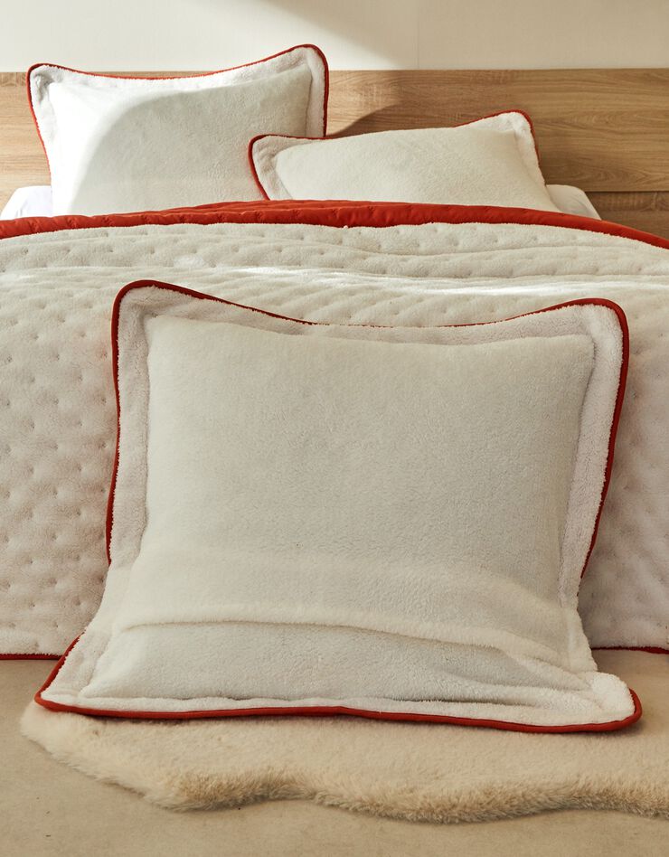 Couvre-lit réversible microfibre matelassée/sherpa (terracotta)