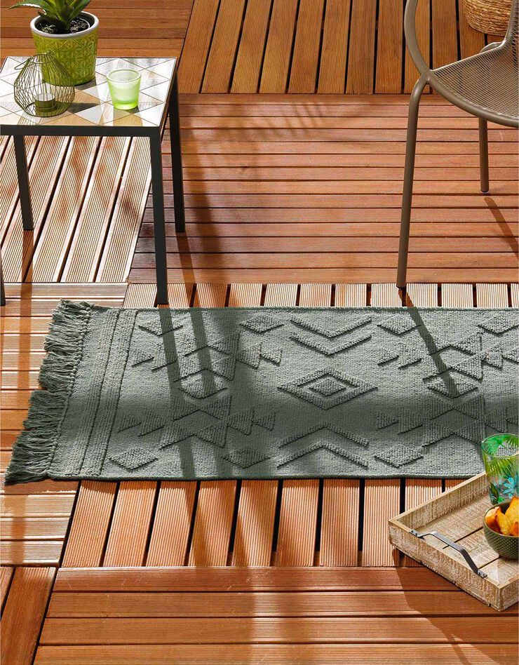 Tapis jacquard à franges kaki (kaki)