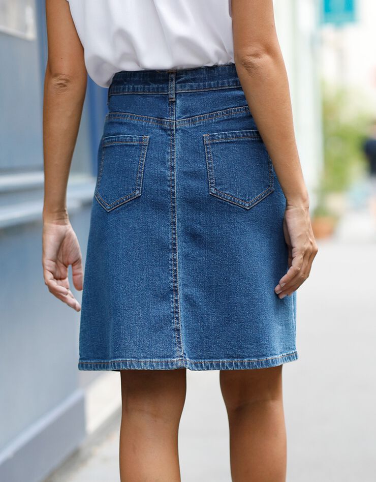 Jupe boutonnée évasée en jean (stone)