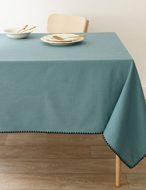 Nappe unie coton finition fantaisie (bleu gris&eacute;)