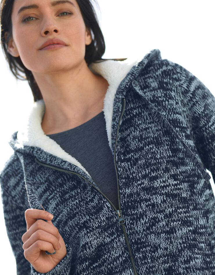 Gilet zippé fourré maille moulinée (marine chiné) Gilet zippé fourré maille moulinée (marine chiné)