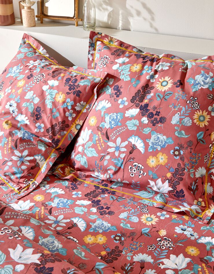 Linge de lit Kelly en coton imprimé floral (bois de rose)