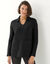 Pull tunique &agrave; col V style polo, maille moelleuse (noir)