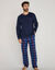 Pyjama bi-mati&egrave;re jersey et flanelle gratt&eacute;e (bleu / bordeaux)