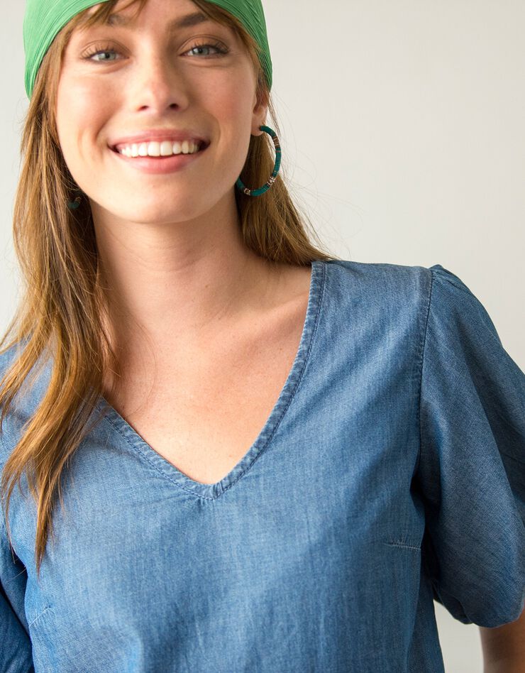 Blouse denim manches courtes "ballon" (bleached) Blouse denim manches courtes "ballon" (bleached)