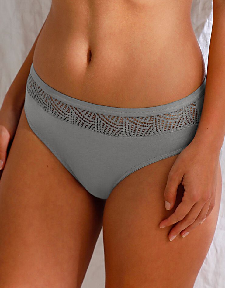 Culotte forme midi coton et dentelle - lot de 2 (gris) Culotte forme midi coton et dentelle - lot de 2 (gris)