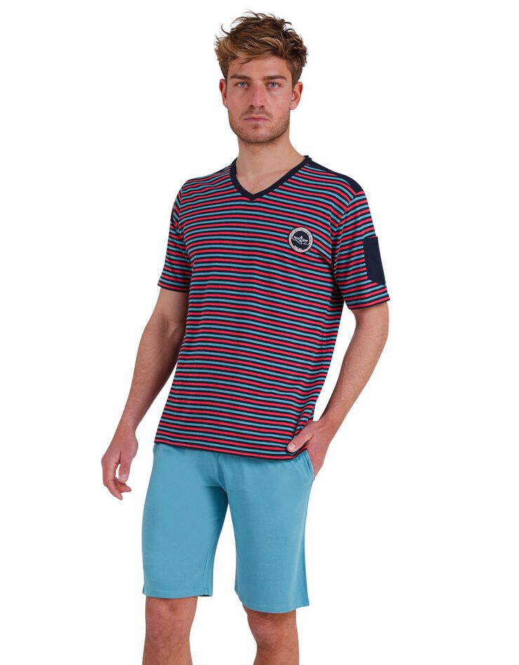 Pyjashort Athéna® rayures (bleu / rouge) Pyjashort Athéna® rayures (bleu / rouge)