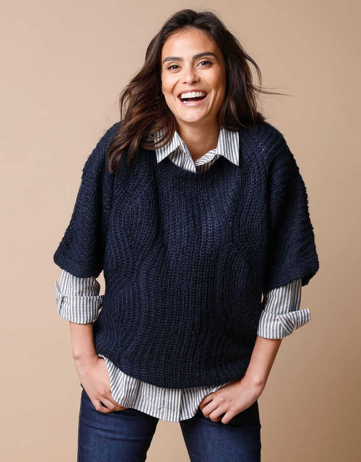 Pull poncho manches coudes (marine) Pull poncho manches coudes (marine)