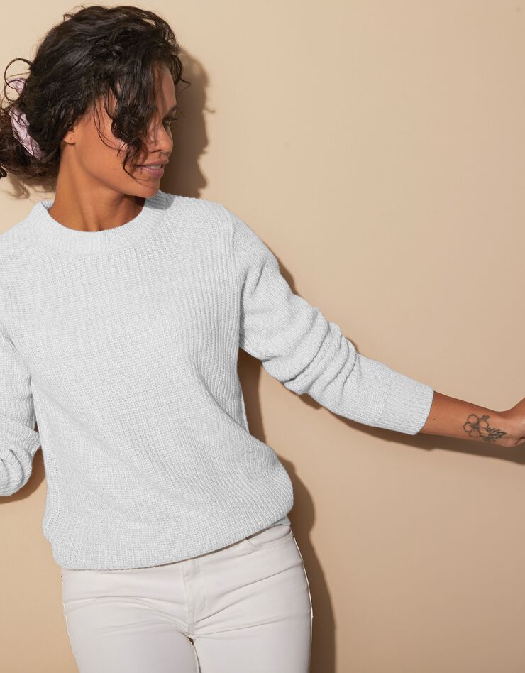 Pull col rond maille anglaise (blanc cassé) Pull col rond maille anglaise (blanc cassé)