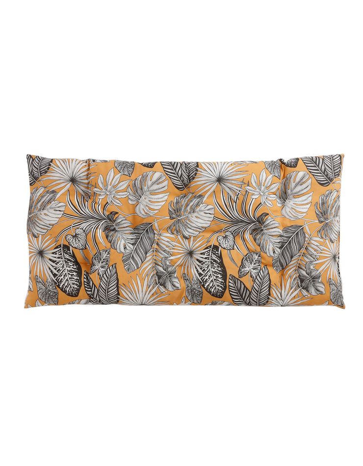 Long coussin déco coton imprimé tropical (jaune)