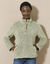 Sweat maille peluche, col boutonné (vert chiné)