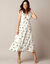 Robe longue imprimée, crépon (écru / noir)