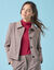 Veste blazer courte imprimée carreaux, Spécial Petites (chocolat)