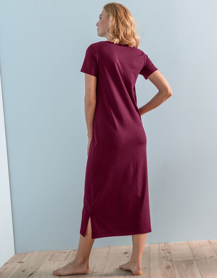 Chemise de nuit longue imprimé «oiseaux» (cerise)