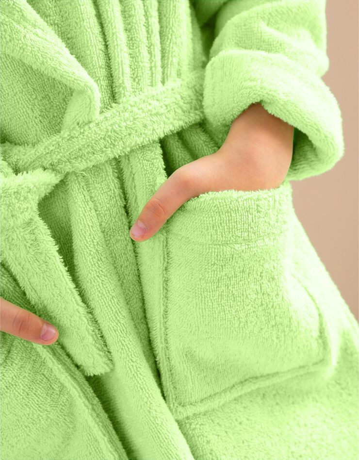Peignoir de bain enfant singe Kikou à capuche éponge coton - 380 g/m² (anis) Peignoir de bain enfant singe Kikou à capuche éponge coton - 380 g/m² (anis)