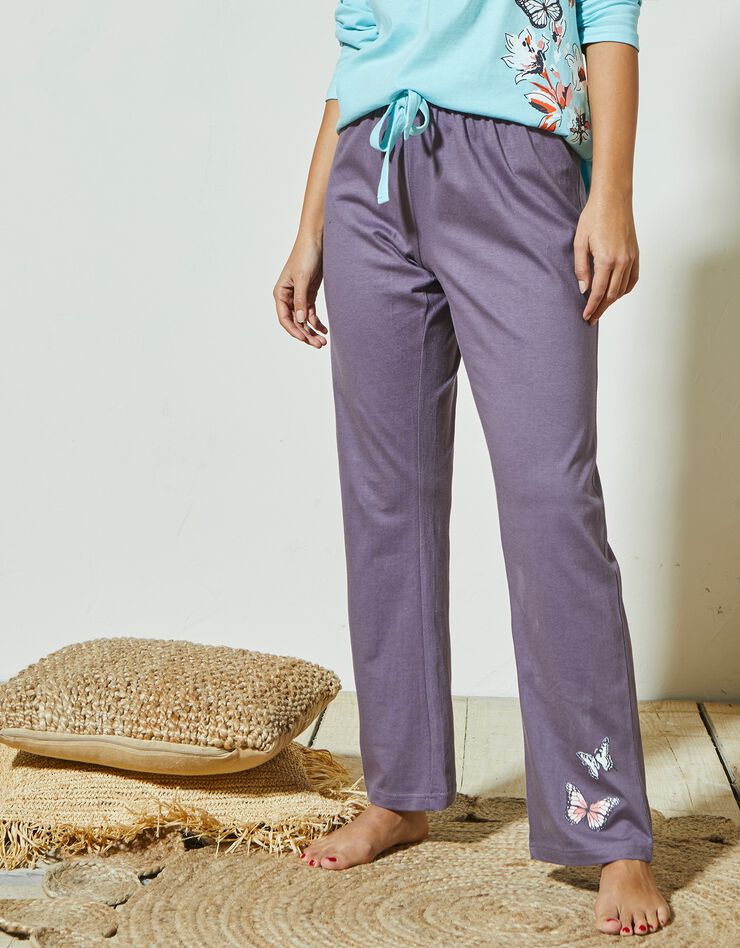 Pantalon pyjama imprimé placé papillons - coton (anthracite) Pantalon pyjama imprimé placé papillons - coton (anthracite)
