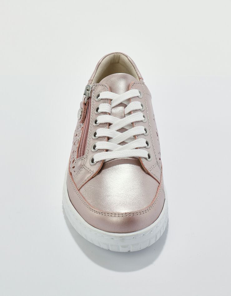 Baskets dessus cuir ajouré et effet croco (rose dore) Baskets dessus cuir ajouré et effet croco (rose dore)