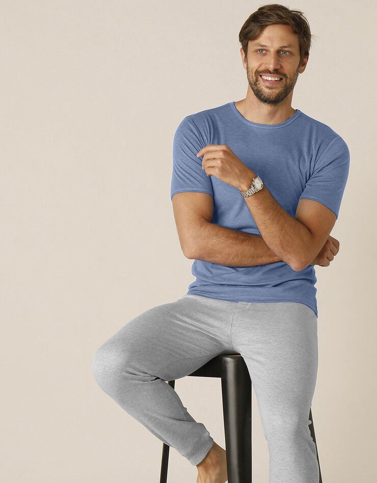 Tee-shirt sous-vêtement homme col rond manches courtes polyester - lot de 2 (jeans) Tee-shirt sous-vêtement homme col rond manches courtes polyester - lot de 2 (jeans)