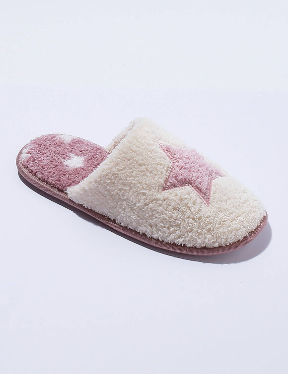 Mules plates souples étoile (rose)
