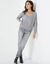 Pull loose col V, maille anglaise toucher doux (gris chiné)