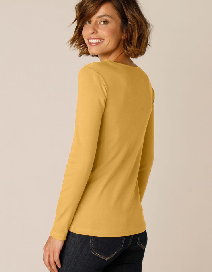 Tee-shirt uni manches longues jersey coton bio (curry) Tee-shirt uni manches longues jersey coton bio (curry)