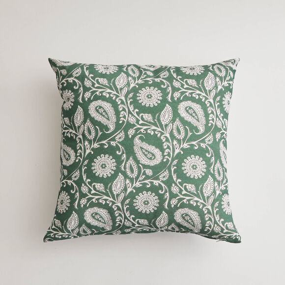 Housse de coussin imprim&eacute; indien - lot de 2 (vert)