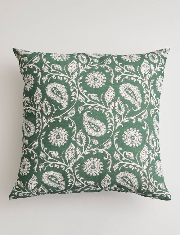 Housse de coussin imprim&eacute; indien - lot de 2 (vert)