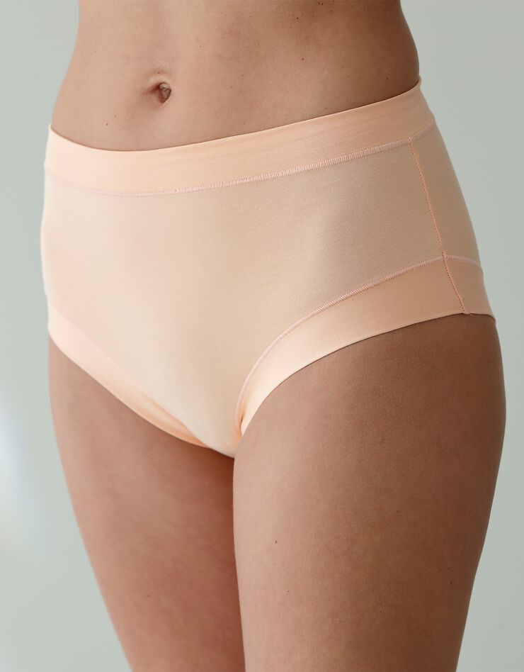 Culotte coton stretch forme maxi ceinture confort "sans élastiques" - lot de 2 (nude + pêche) Culotte coton stretch forme maxi ceinture confort "sans élastiques" - lot de 2 (nude + pêche)
