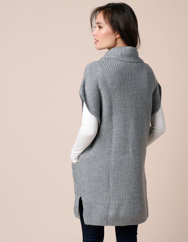 Pull tunique col boule sans manches (gris chiné) Pull tunique col boule sans manches (gris chiné)