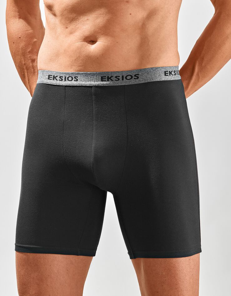 Boxer long coupe short - lot de 2 (noir + bleu grisé)