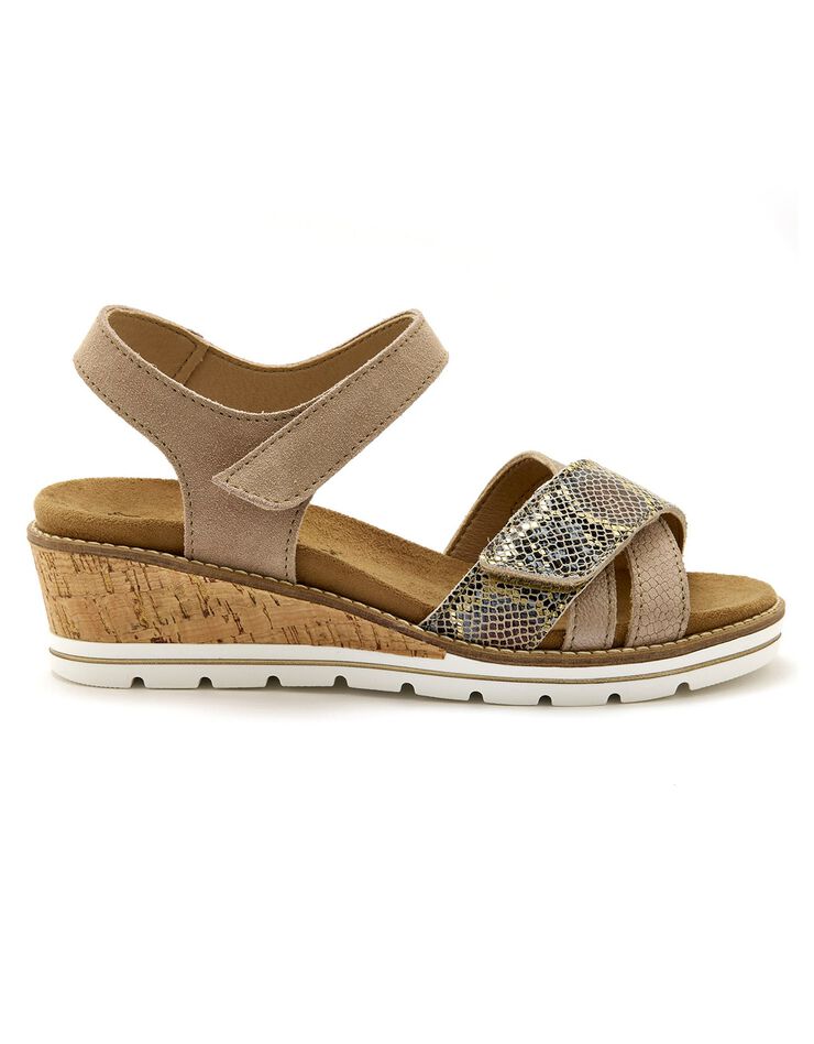 Sandales scratchées, petit compensé (beige) Sandales scratchées, petit compensé (beige)