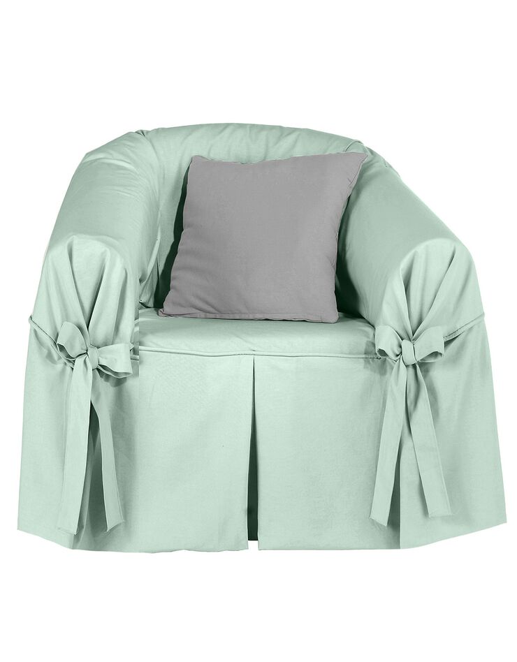 Housse bachette coton uni nouettes fauteuil canapés (vert amande)