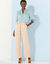 Blouse unie col tunisien, manches coudes smockées (bleu grisé)