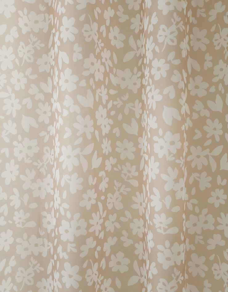 Voilage imprimé floral - finition œillets (beige)