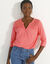 T-shirt col tunisien manches 3/4, broderie anglaise (corail)