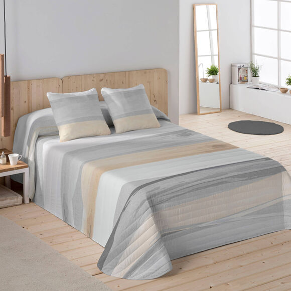 Couvre-lit imprim&eacute; horizon (gris / beige)
