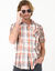  Chemise grands carreaux manches courtes polycoton (beige / orange)