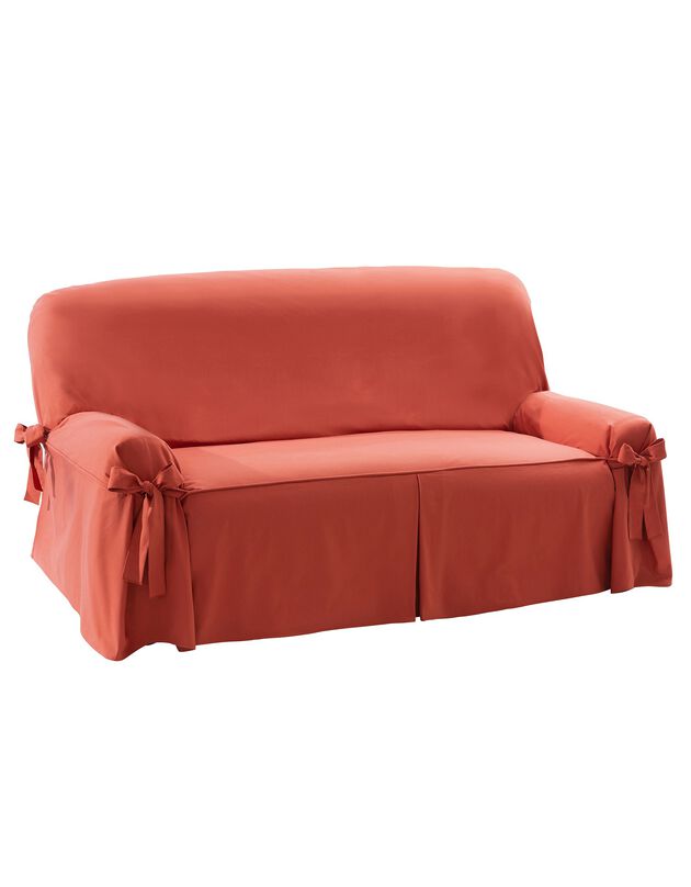 Housse bachette coton uni nouettes fauteuil canapés (terracotta)