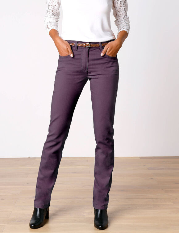 Pantalon droit gainant - petite stature entrej. 75 cm (aubergine)