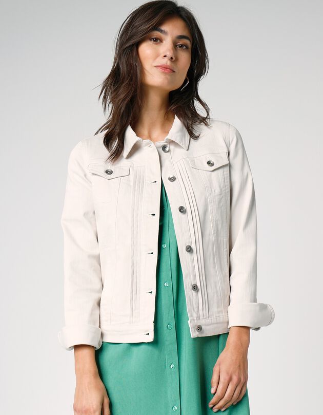 Veste boutonnée plis fantaisie (écru)