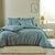 Linge de lit uni biface lin lavé / coton lavé  (bleu grisé)